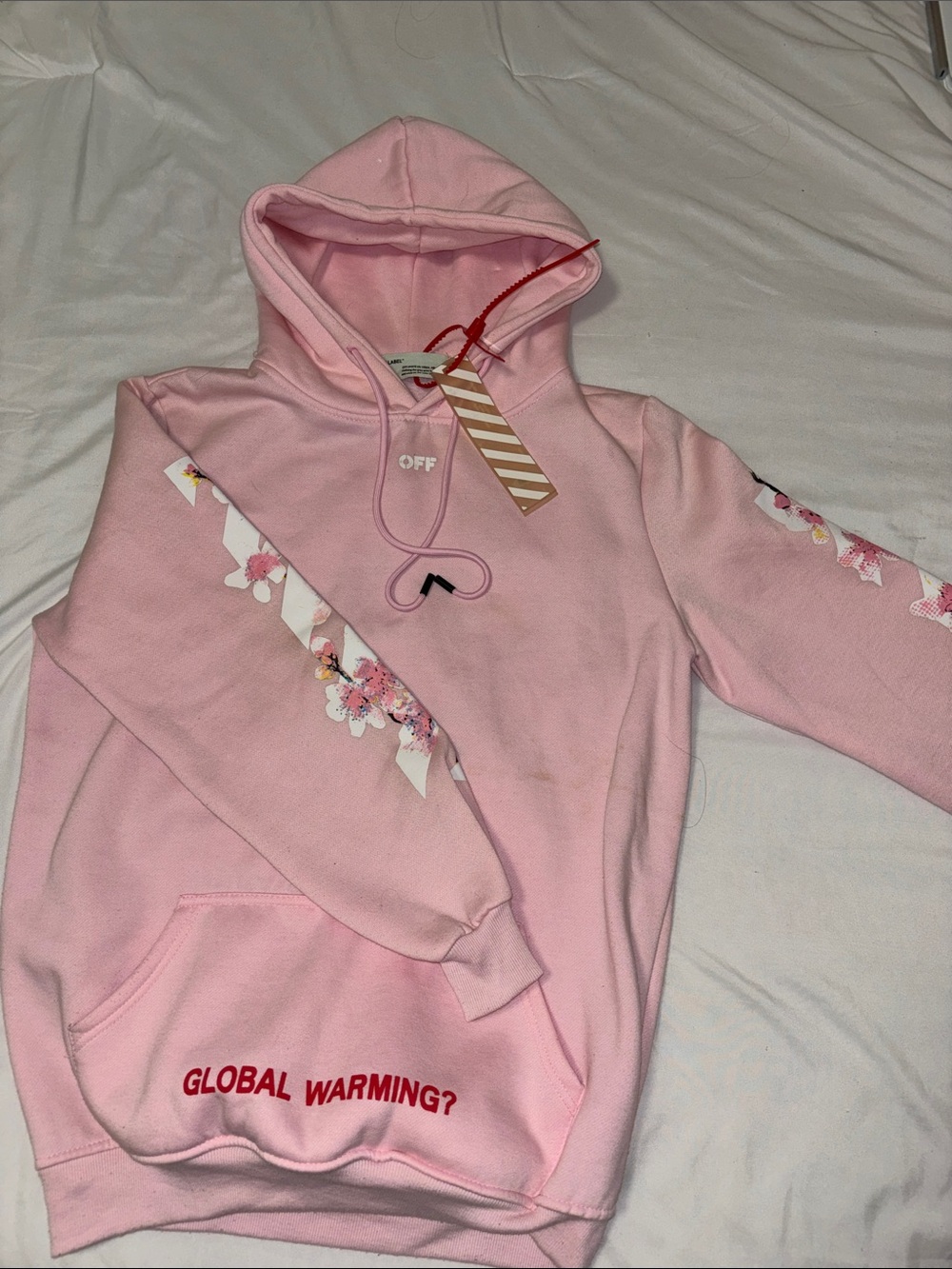 Off-White Pink Floral Arrow Hoodie - Sweatshirt